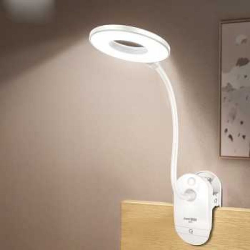 Lampu Baca LED Clip Circle Adjustable Cool White 2W - Lampu Meja Belajar Fleksibel dengan Baterai Is