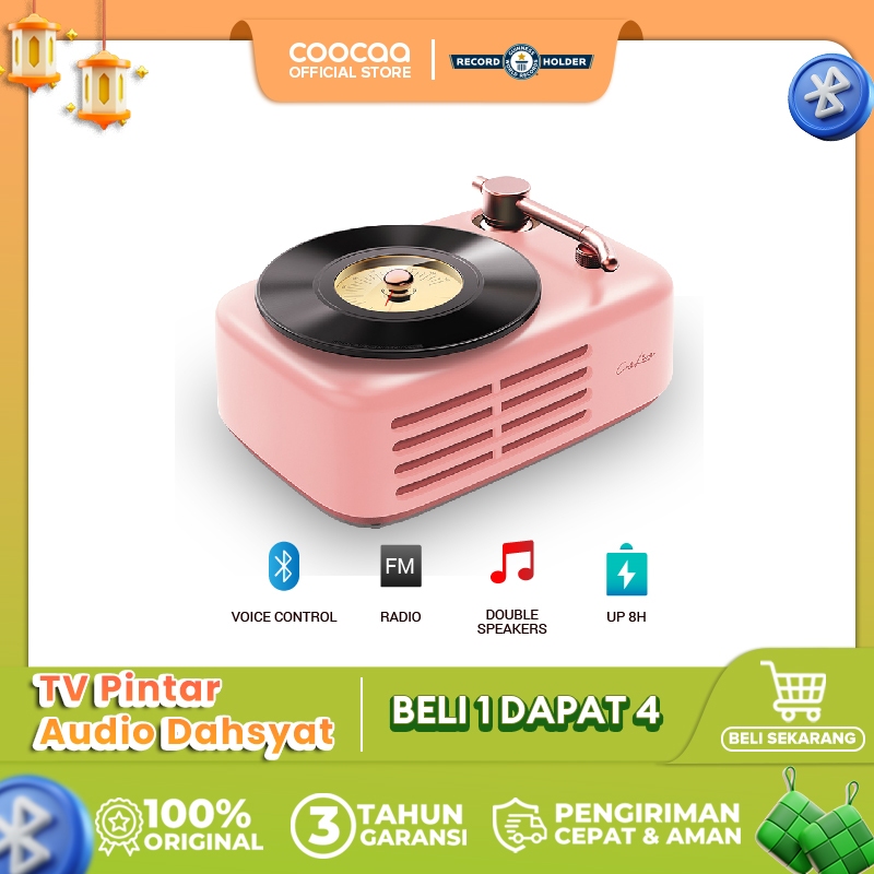 Coocaa Portable Bluetooth Speaker - Wireless - Radio - Double channels (Model:Live-time) PINK