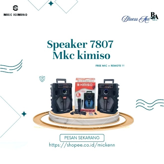 Speaker bluetooth portable QS-7807 8,8inch free microfone, FULL BASS
