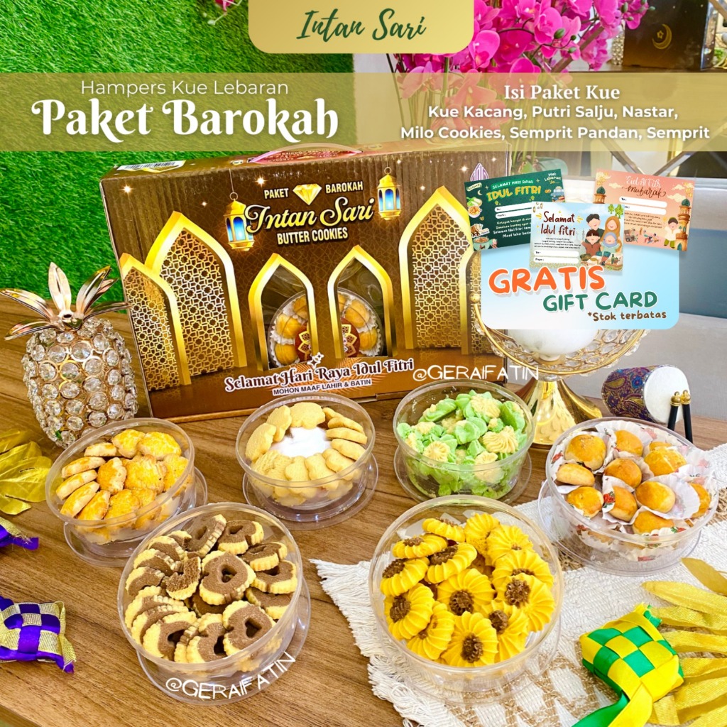 

PAKET PARCEL BAROKAH KUE LEBARAN INTAN SARI PAKET ISI 6 TOPLES KUE