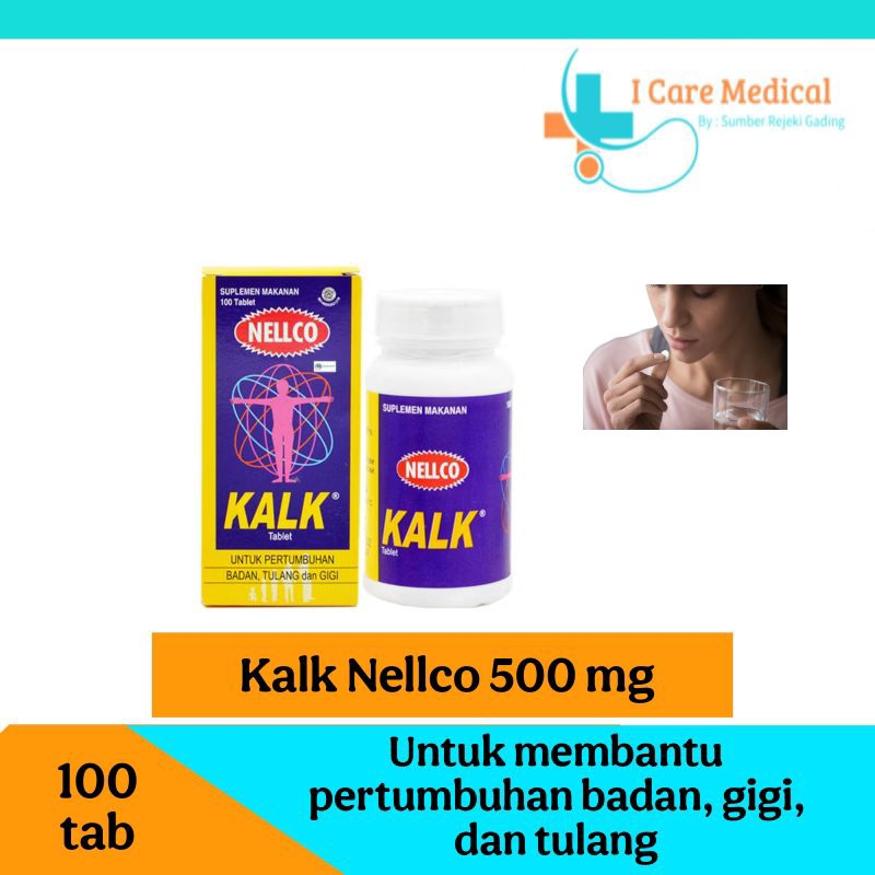 Nellco Kalk Botol 100 Tablet - Untuk pertumbuhan badan, tulang dan gigi