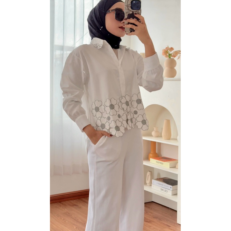 Naline Alaia Top / kemeja bordir / atasan bordir