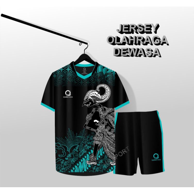 JERSEY BAJU KAOS OLAHRAGA SEPAK BOLA FUTSAL VOLLI PRIA WANITA DEWASA COD 1SET BATIK WAYANG TERBARU  