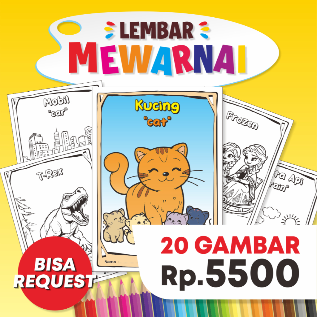 

20 Gambar Mewarnai Anak untuk TK, PAUD, SD - Beragam Tema Menarik, Bisa Request!