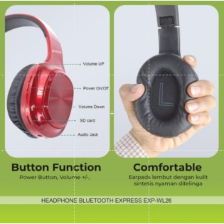 HEADPHONE BANDO BLUETOOTH WIRELESS EXPRESS EXP-WL26 / EARPHONE BLUETOOTH SUPER BASS FREE KABEL CHARG