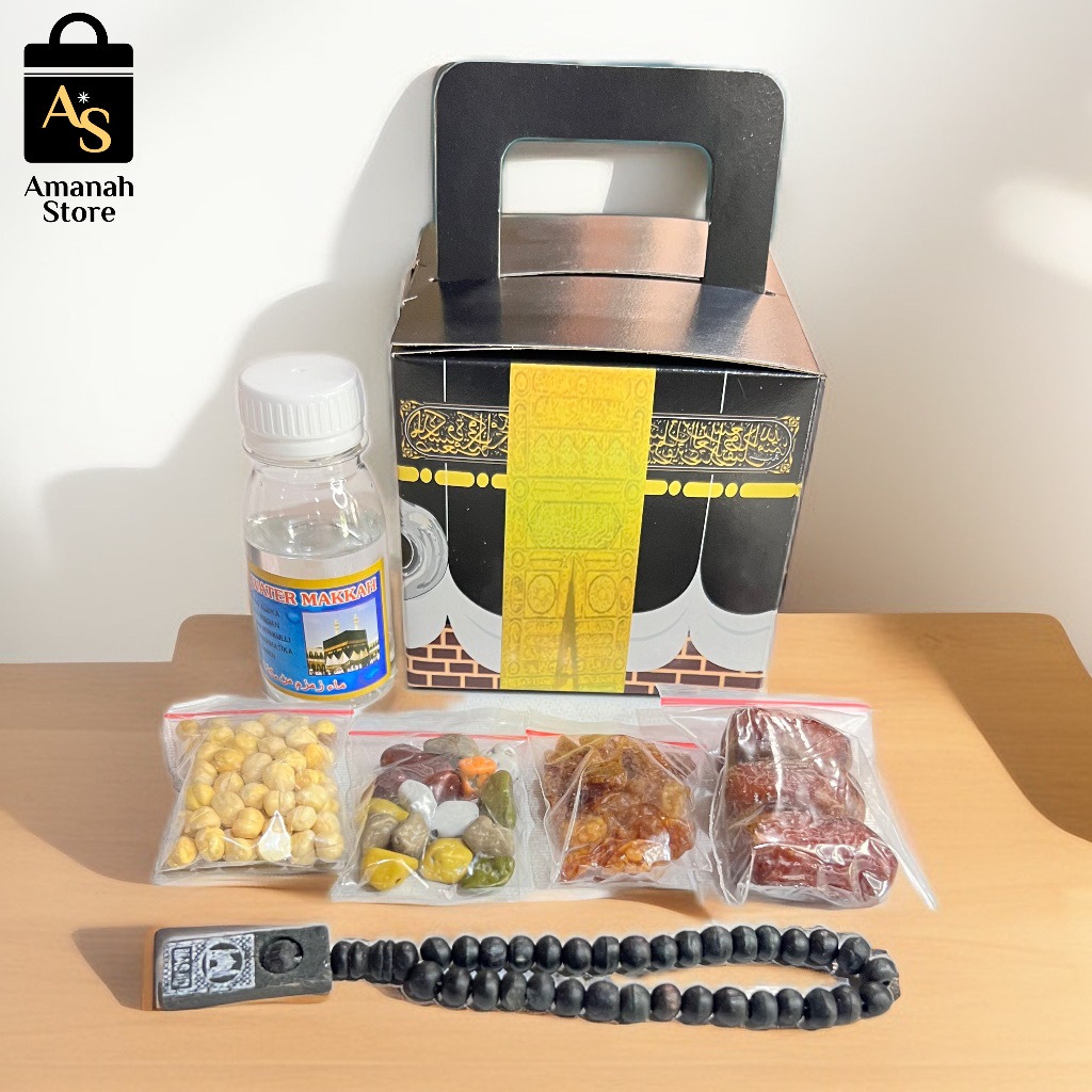 

Paket Oleh Oleh Haji Dan Umroh / Sovernir Snack Haji Dan Umroh Box ka'bah Package 6 Item