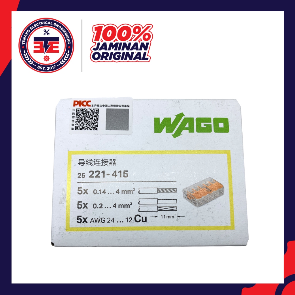 Wago Cable Connector 221-415 Transparant Connector 5 Wire Compact Terminal Block 5 Pin Original Wago