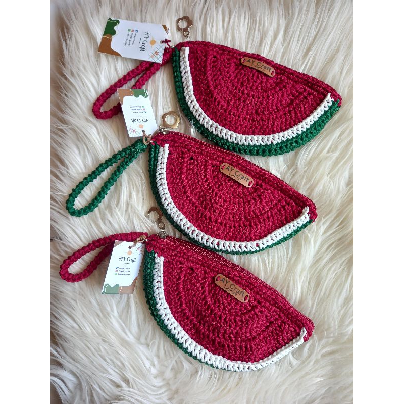 dompet koin rajut motif semangka