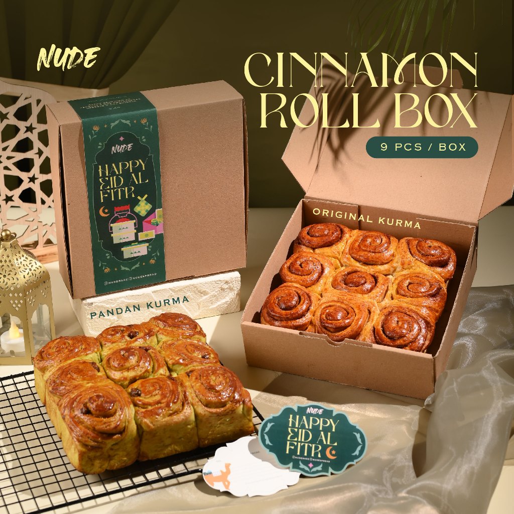 

Hampers Ramadhan Cinnamon Roll Box | Idul Fitri Lebaran | Vegan Healthy Parcel Sehat - Pandan Kurma