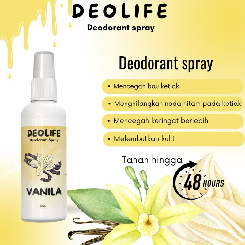 DEODORANT SPRAY DEOLIFE DEODORANT TAWAS WANGI VANILA