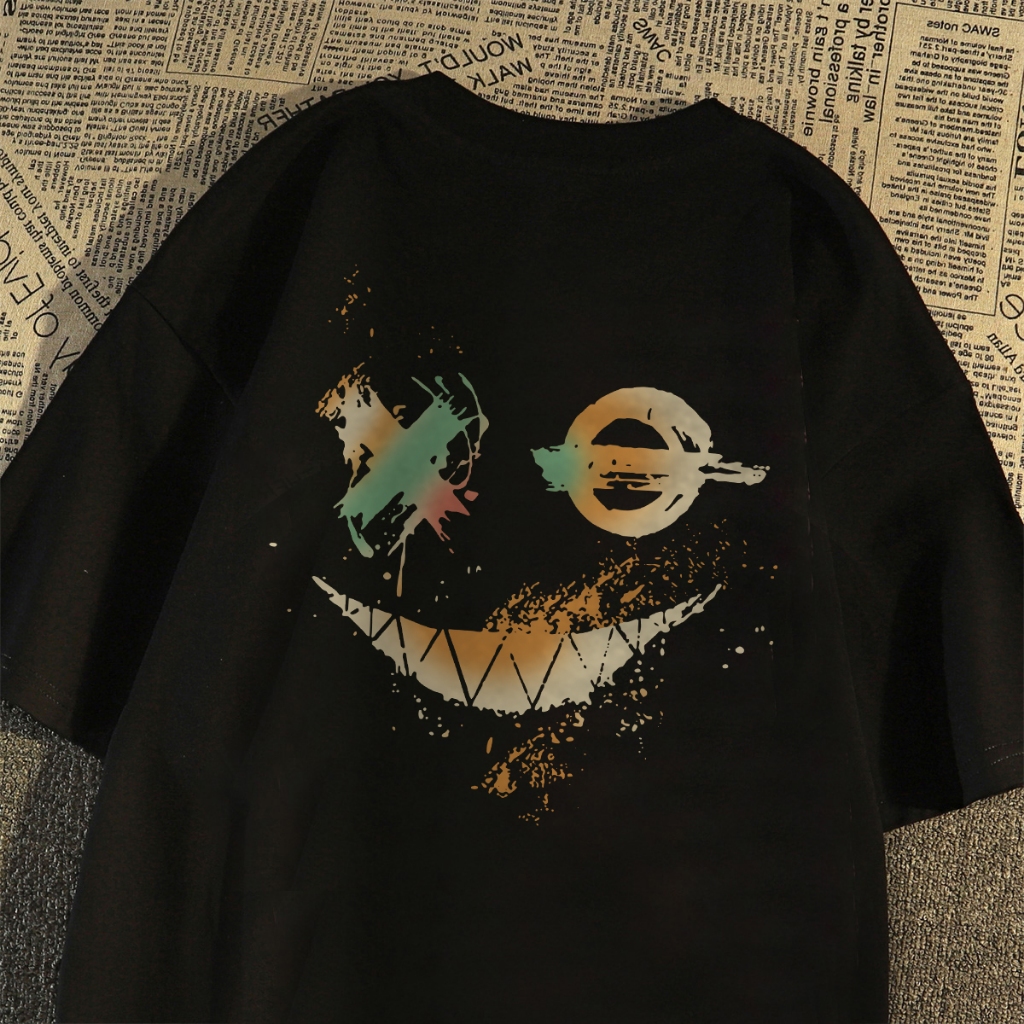 [COD] Fastfash Baju Kaos Pria Dan Wanita Lengan Pendek Oversize Vintage Kaos Bergambar Wajah TerseMB