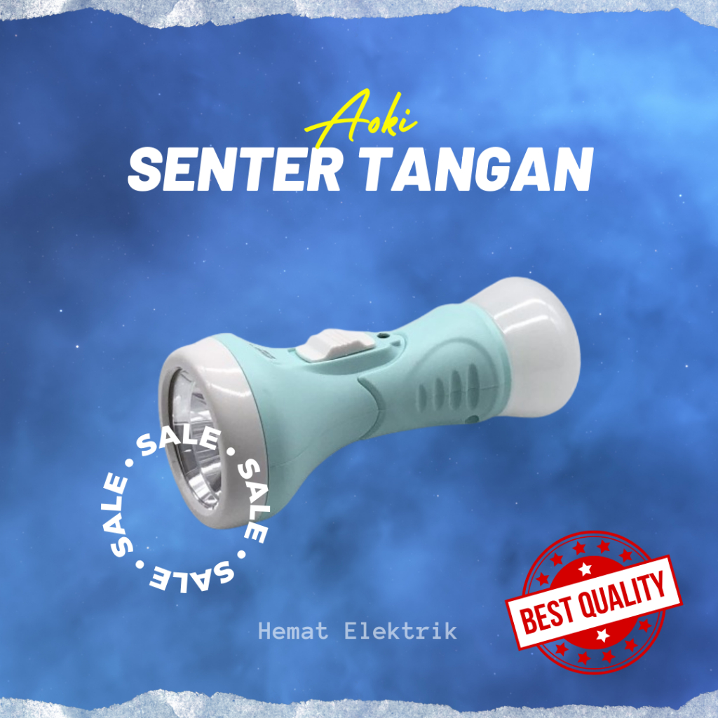 Senter Tangan Cas LED Lampu Emergency Charger AokiTahan Lama Baterai Lhitium