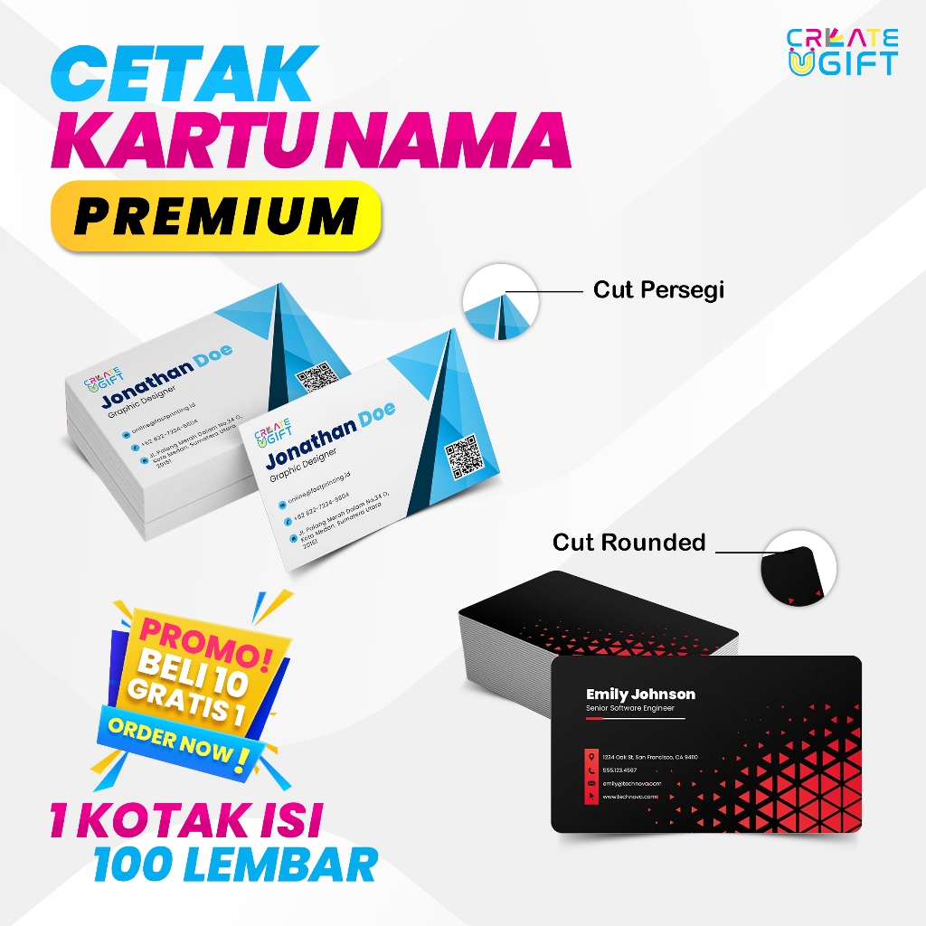 

Kartu Nama Premium Murah Bahan Art Paper + Kotak || Order 10 Kotak Free 1 Kotak