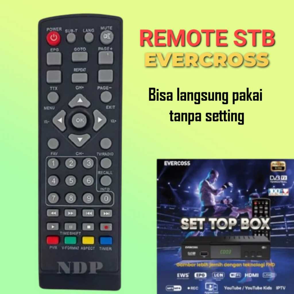 Remote Untuk Set Top Box Evercross