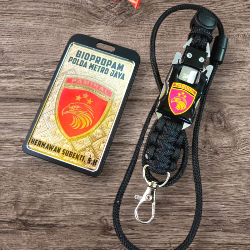 

plat lencana kalung tali id card custom set logo paminal polri