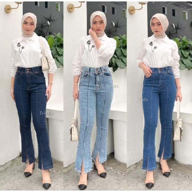 Celana Jeans Cutbray Wanita - ELSA / PLAINBF