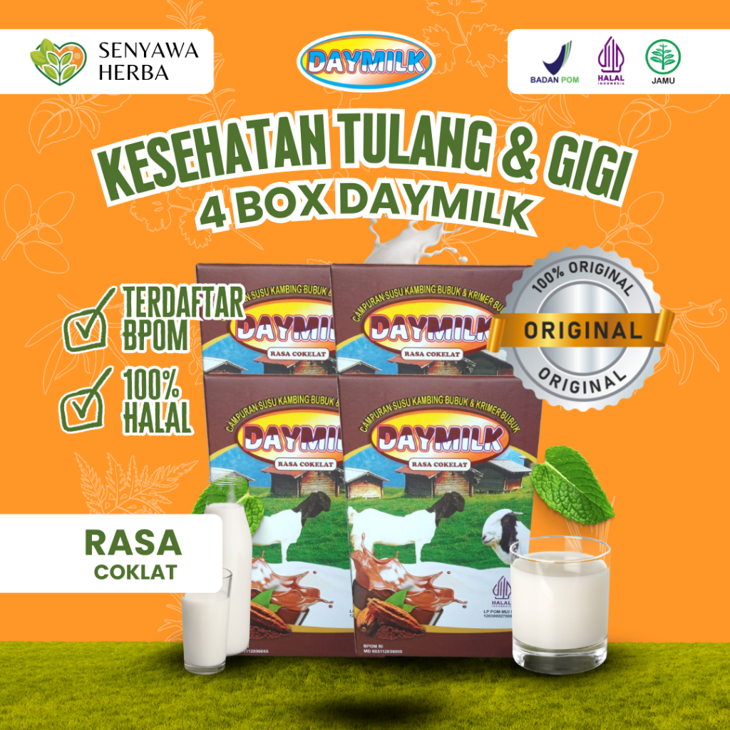 

PAKET 4 BOX SUSU DAYMILK COKELAT – Susu Kambing Etawa 200gr, Sehatkan Tulang, Sendi, Lambung