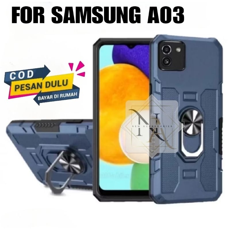 Case Samsung A03 Hardcase Robot Armor Hit Ring Case Casing Standing Robot Premium