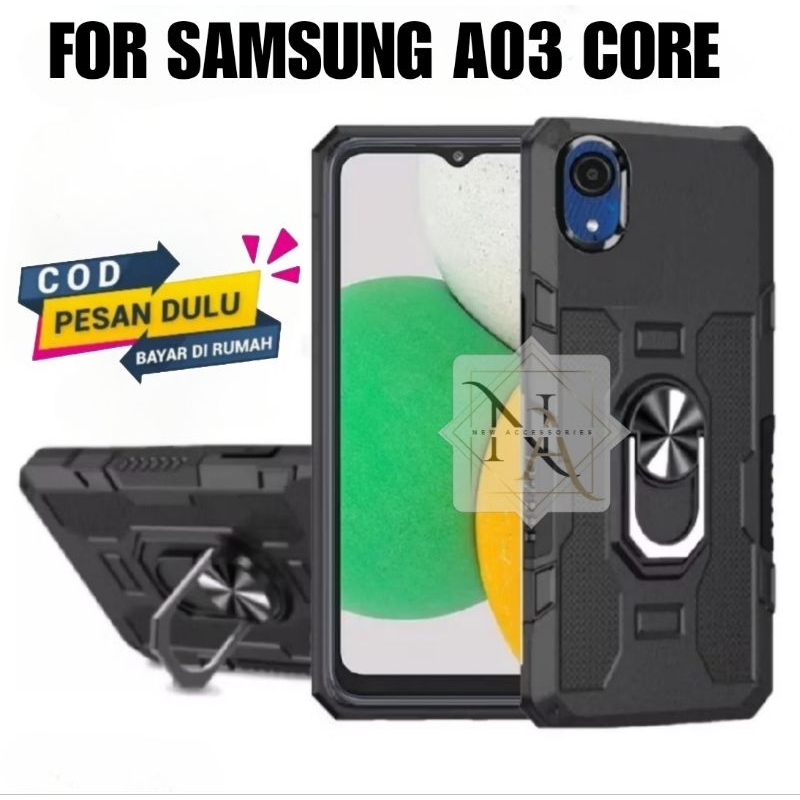 Case Hp Samsung A03 Core Hardcase Robot Armor Hit Ring Case Casing Standing Robot Premium