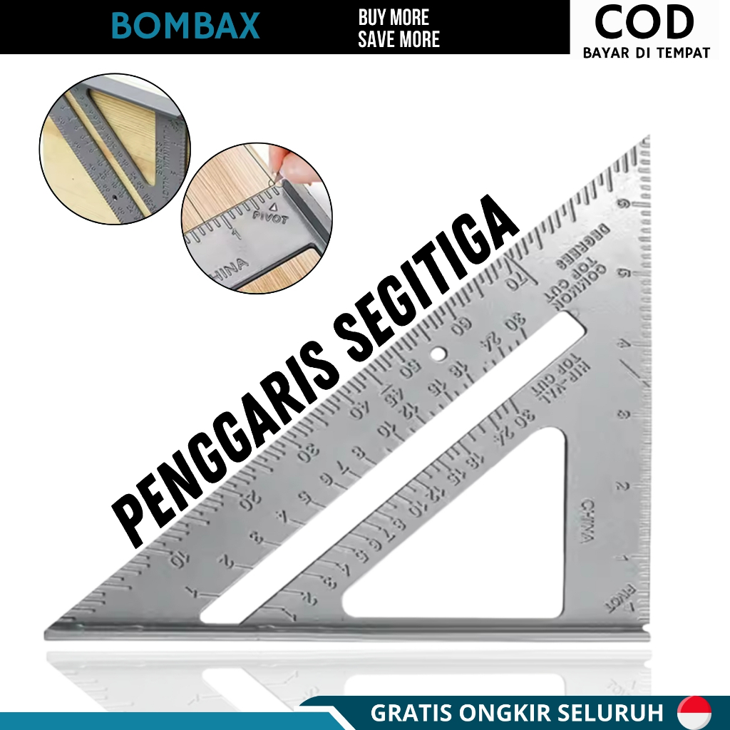 

Penggaris Segitiga Siku 7 Inch Triangle Ruler Alumunium Speed Square Alloy Penggaris Pengukur Sudut Portable