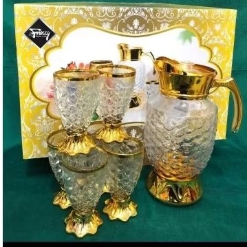 TEKO SULTAN SET GOLD ISI 7 PCS (1 TEKO + 6 GELAS)