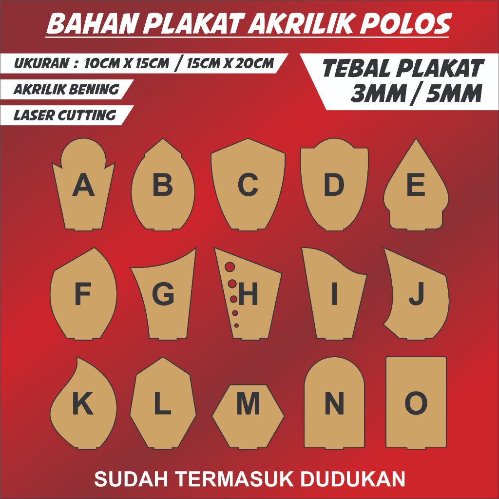 BAHAN PLAKAT VANDEL AKRILIK 3mm dan 5mm BENING LASER CUTTING