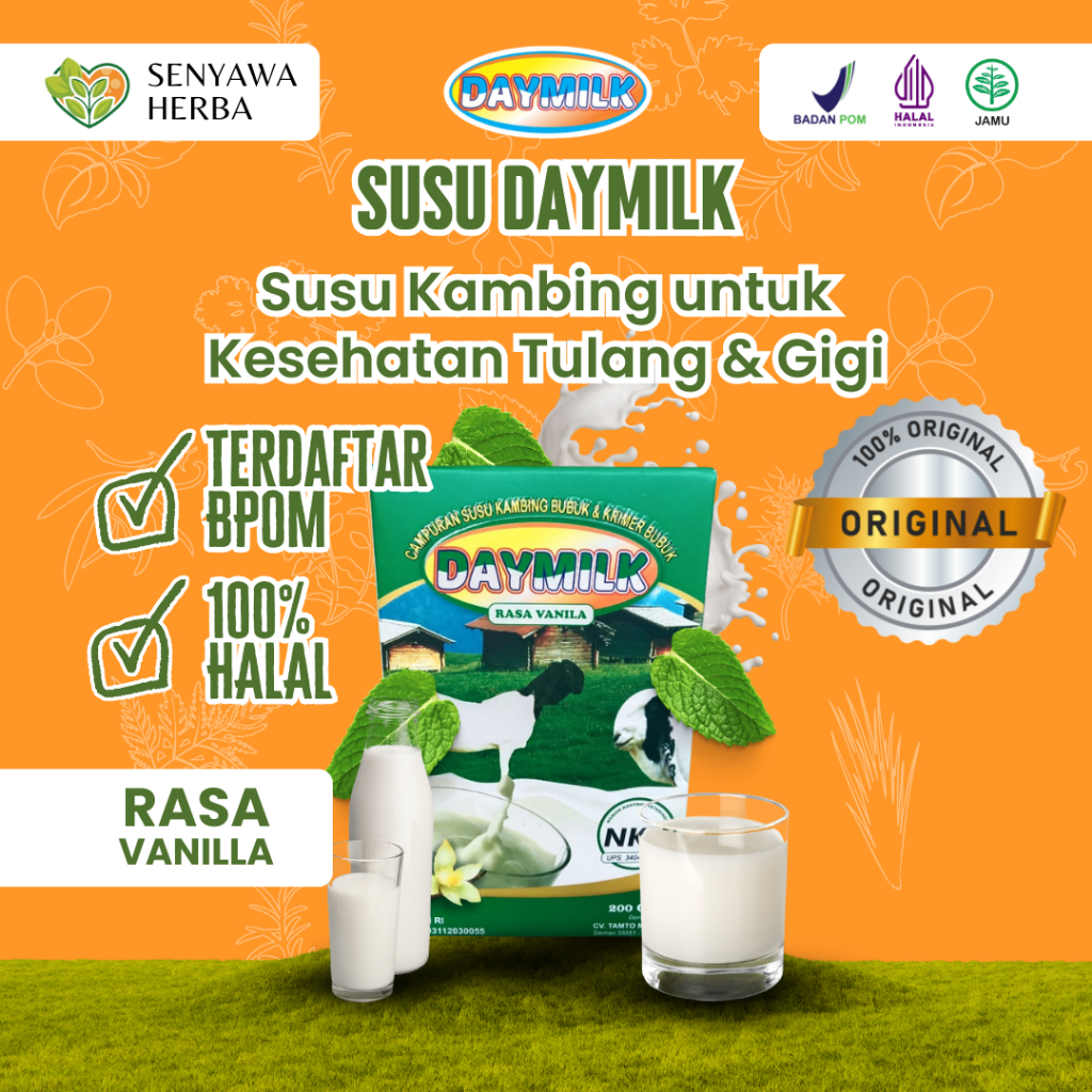 

SUSU DAYMILK VANILA – Susu Kambing Etawa 200gr, Sehatkan Tulang & Sendi HALAL BPOM