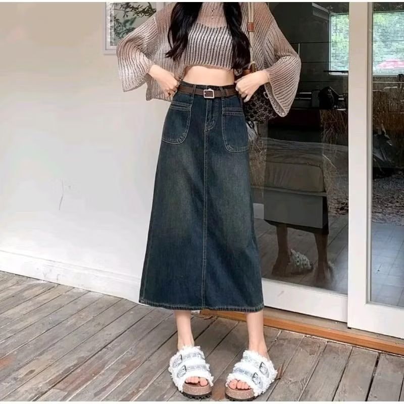 Rok Chelia - Rok Jeans panjang wanita kekinian