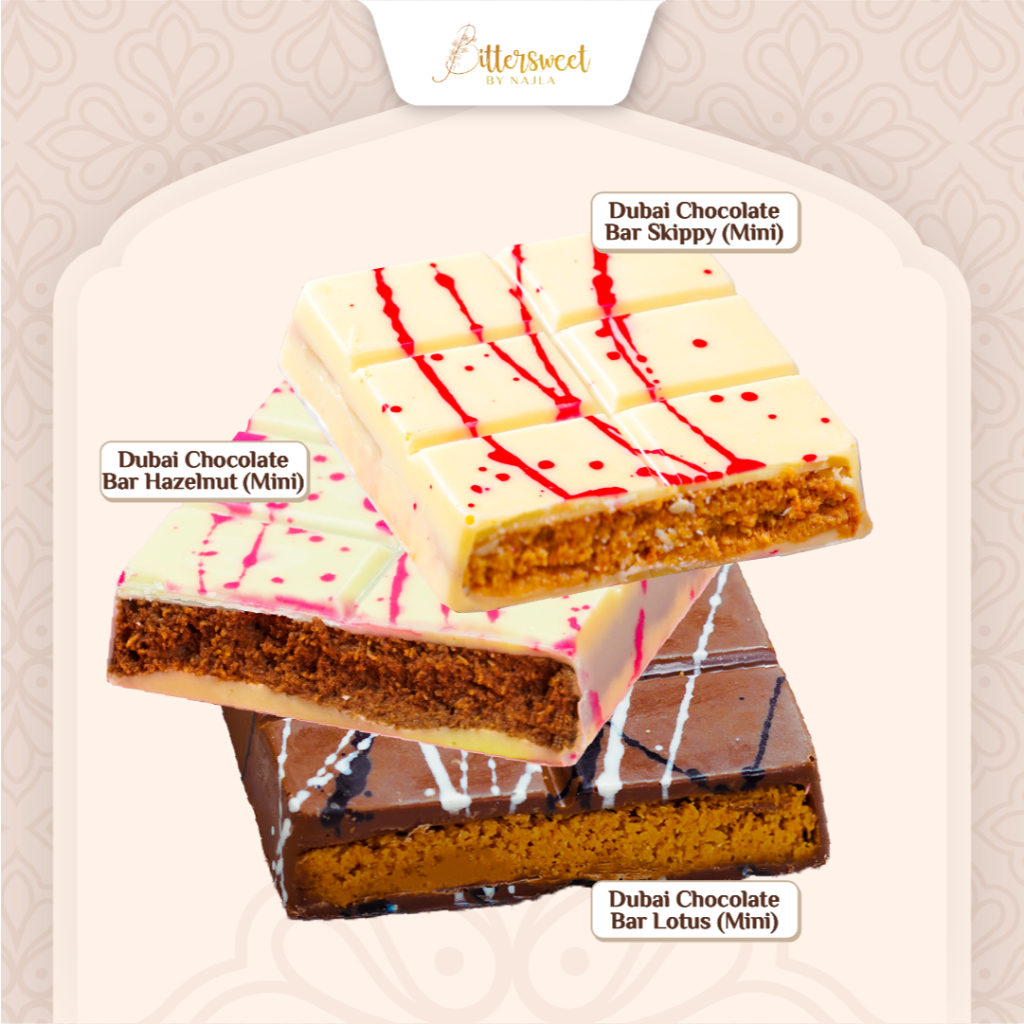 

( Spesial Ramadhan ) 3 Mini Dubai Bar ( Hazelnut + Lotus + Skippy )