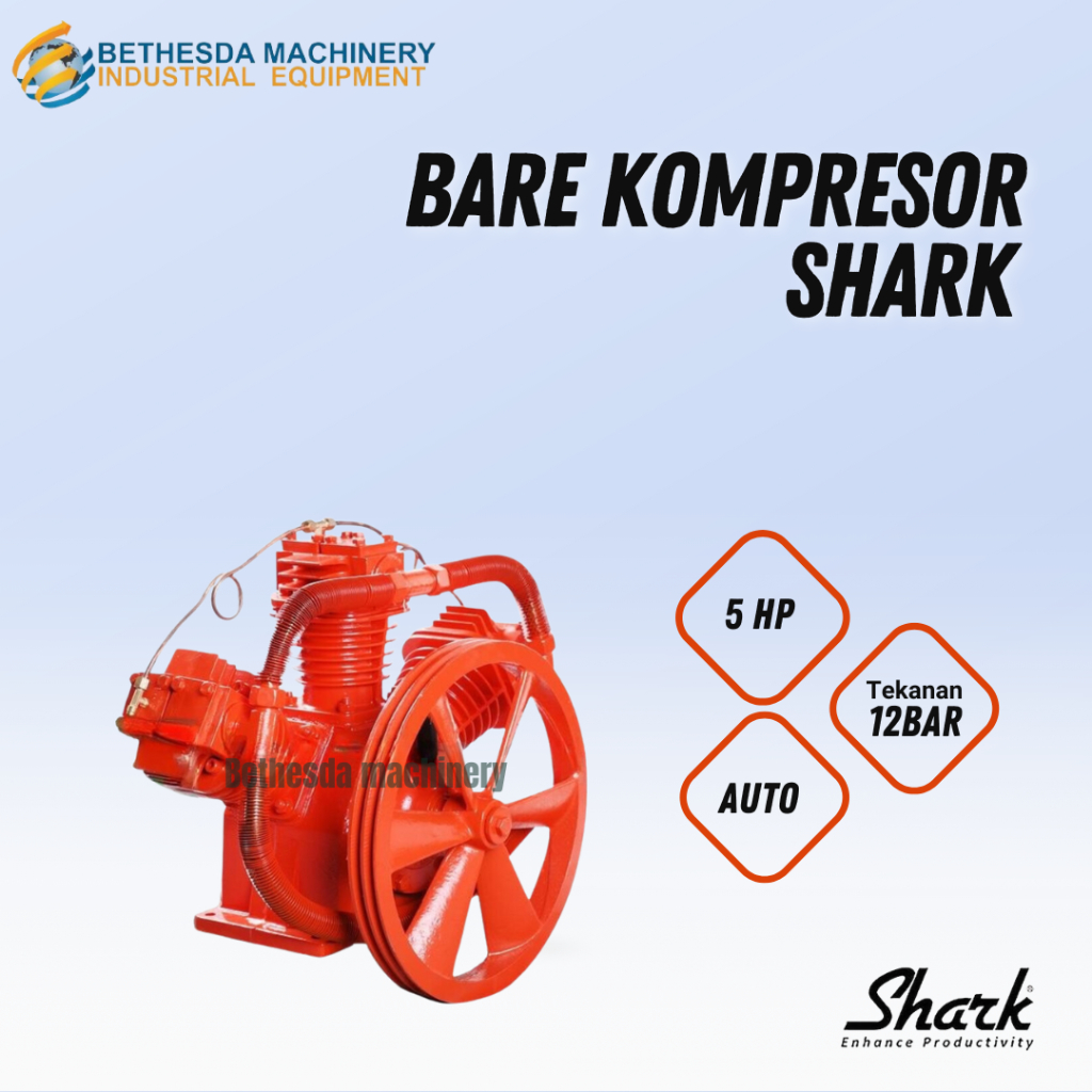 Shark BARE compressor 5 HP 10 HP 15 HP 12 BARE / Kepala Kompresor 12 BAR - Tipe Auto