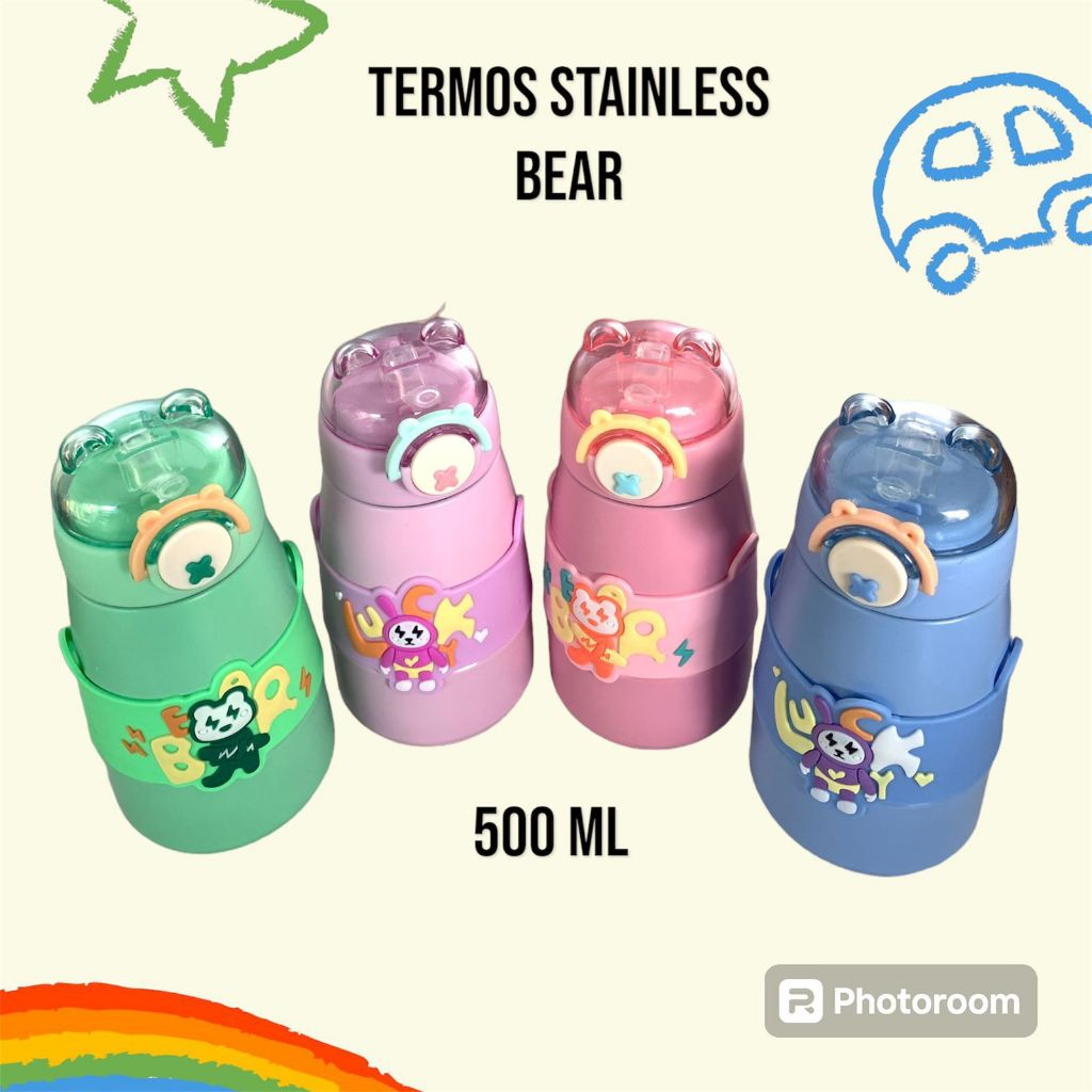 Termos Stainless 316 Anak Trendy BPA FREE 500ML FREE Tali