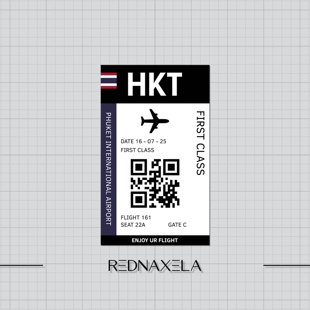 

Stiker Vinyl Airplane Ticket HKT Travel Suitcase Sticker