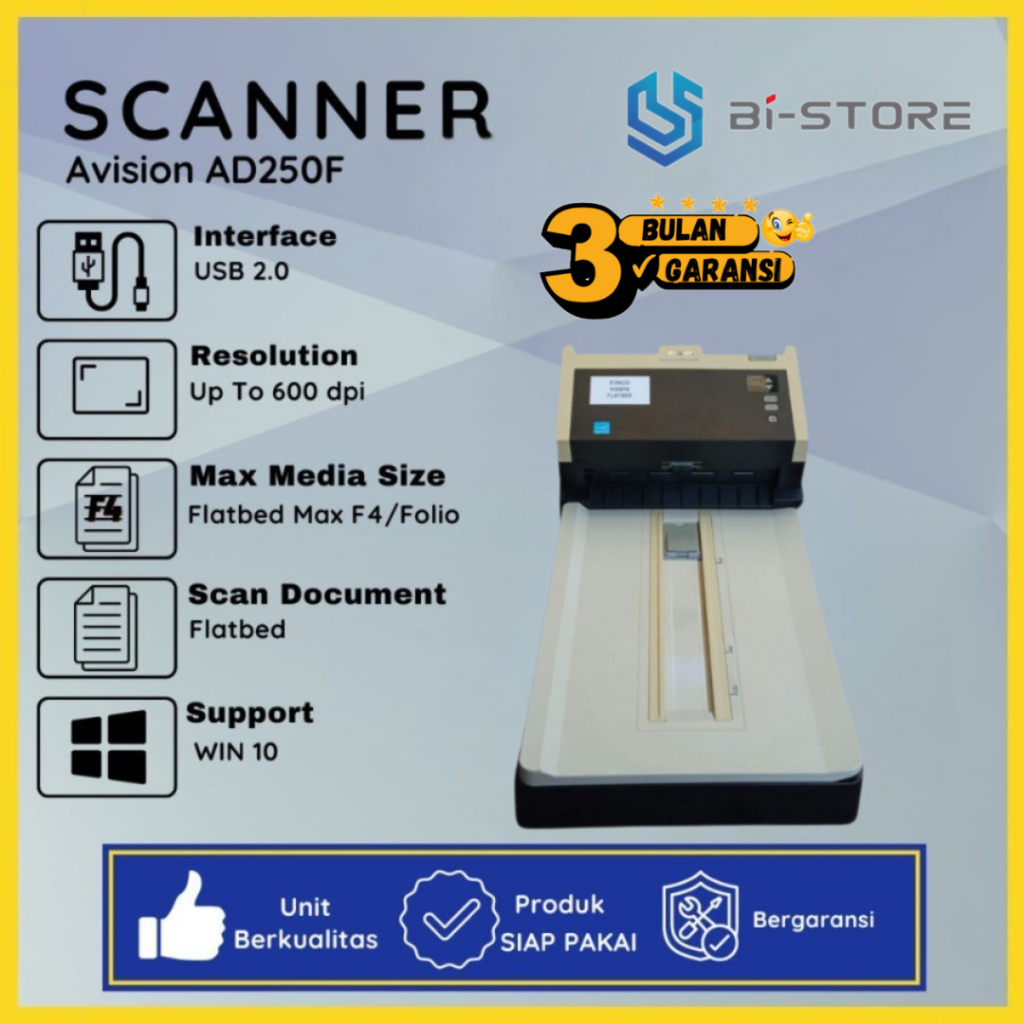 Scanner Folio Avision AD250F Bisa Scan Dokumen F4 Folio Dilaminating