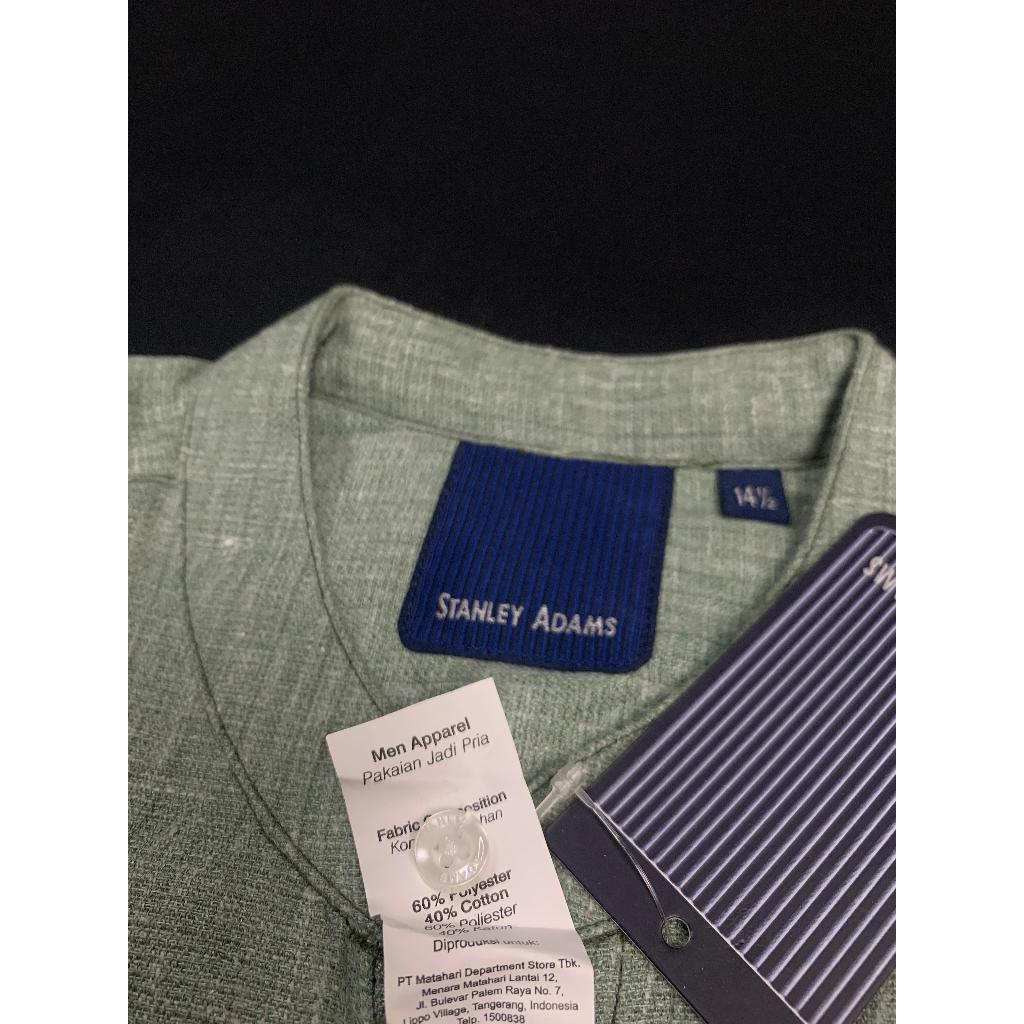 STANLEY ADAMS Baju koko Pria Hijau Sage motif Lengan Pendek | Pakaian Muslim | Baju Koko | Basic