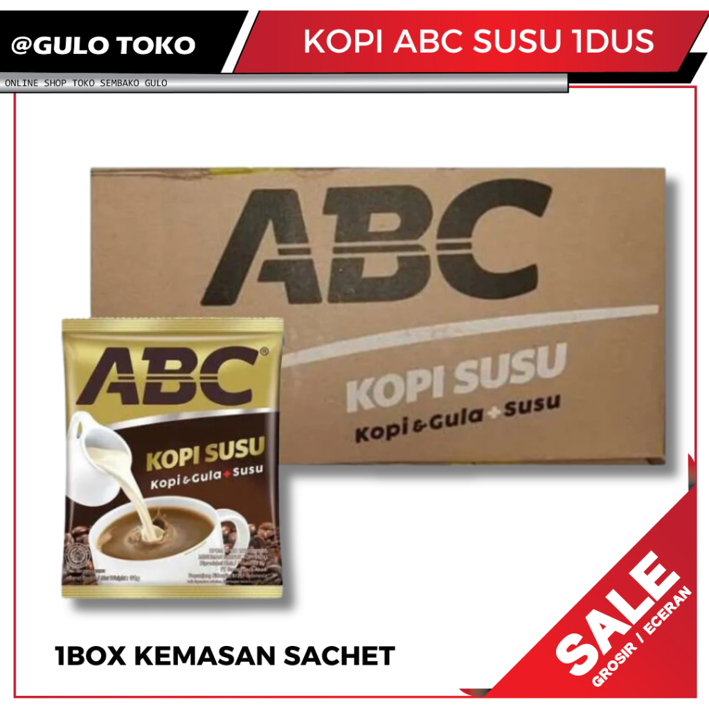 

Kopi ABC SUSU kemasan Sachet 1DUS/BOX (GULO TOKO)