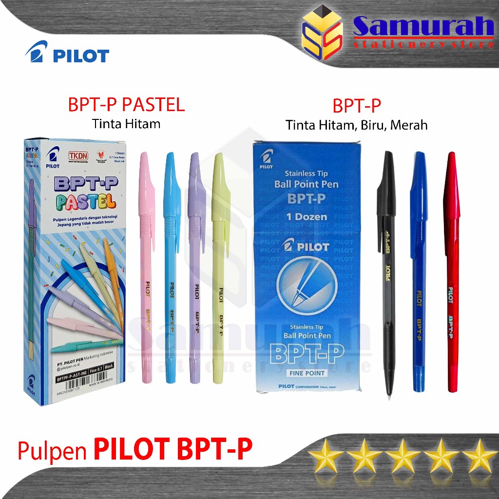 

Arm Ballpoint Pilot BPT-P Fine Point / Pulpen BPTP Asli Original / Pen Cabut Hitam - Biru