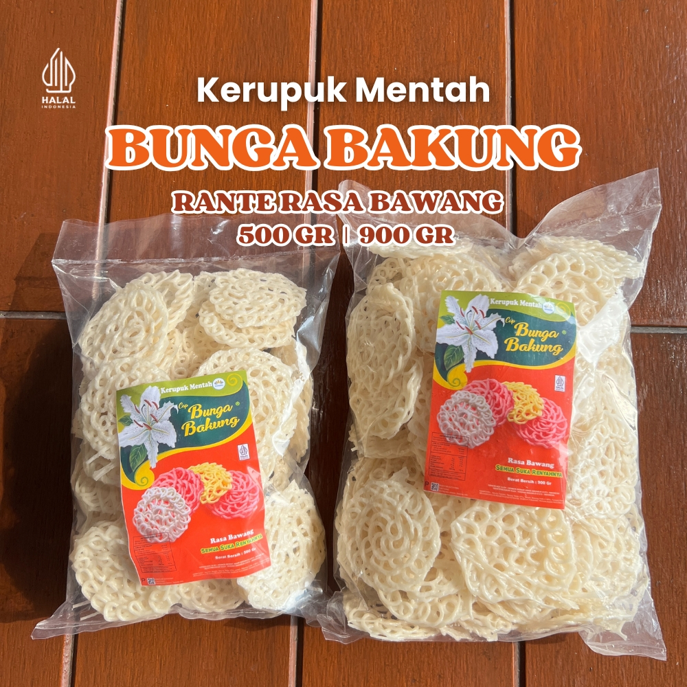 

Kerupuk Bawang Mentah Cap Bunga Bakung Sidoarjo 500gr - 1kg
