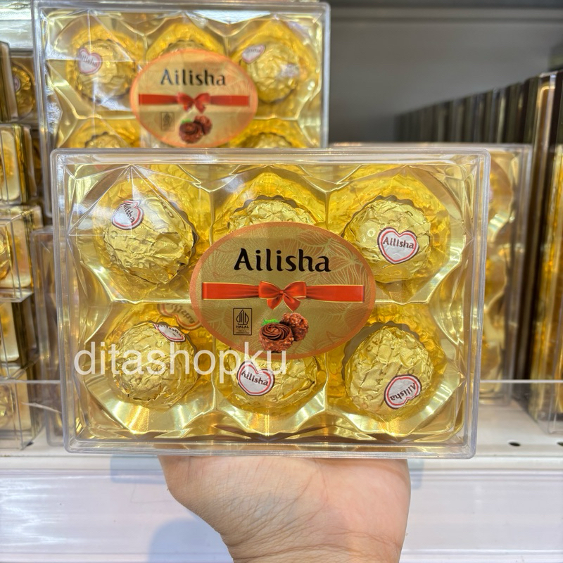 

Ailisha Chocolate Kotak isi 6 pcs / Ailisha Wafer Peanut Chocolate Ball / Oleh Oleh Malaysia Ailisha