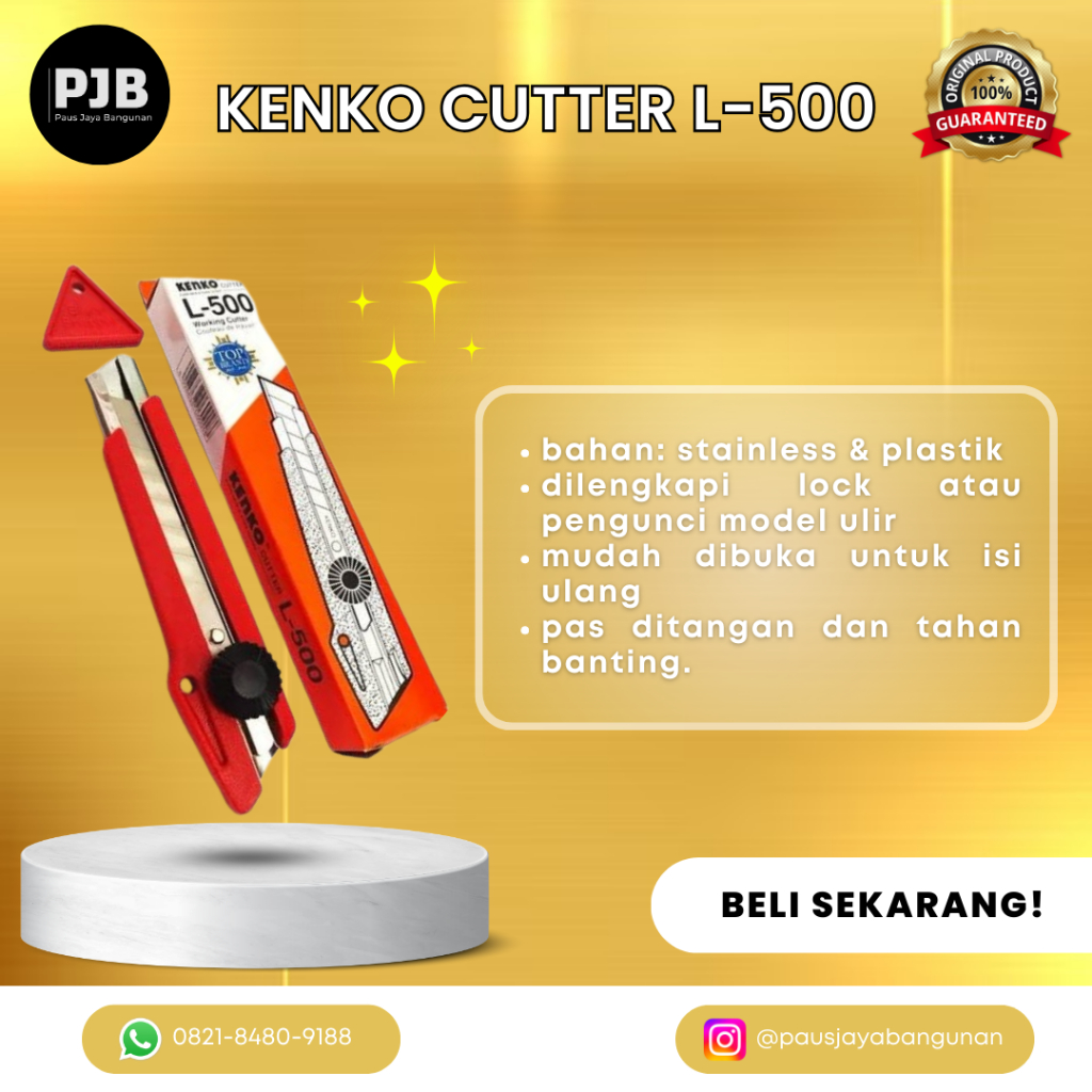 

CUTTER BESAR KENKO L-500 PISAU BESAR 18mm 100% Original / Asli / Authentic