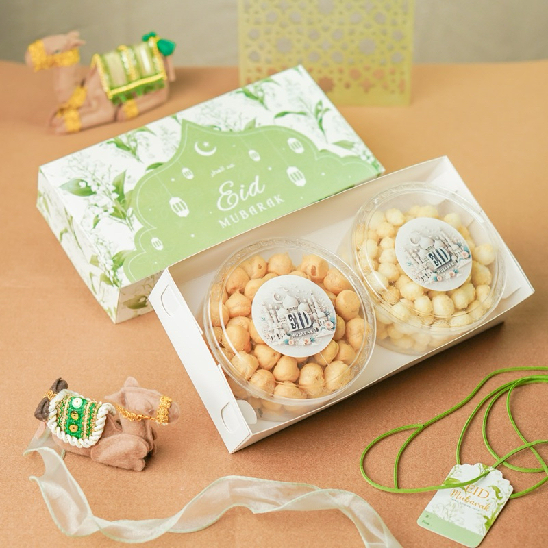 Box Kue Kering 2 Toples Bulat 500gram Lebaran Dus Kotak Idul Fitri Elegant Persegi Panjang