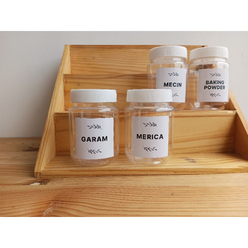 Toples Bumbu Dapur Bulat 200 ml Tutup Putih Label Putih Premium