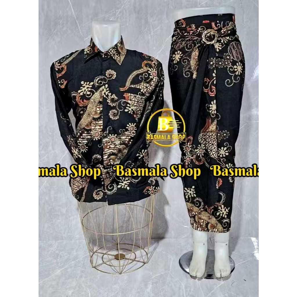 HEM BATIK/BATIK COUPLE TERBARU COUPLE ROK LILIT DAN KEMEJA PANJANG SERAGAM KELUARGA RUMAH KEBAYA
