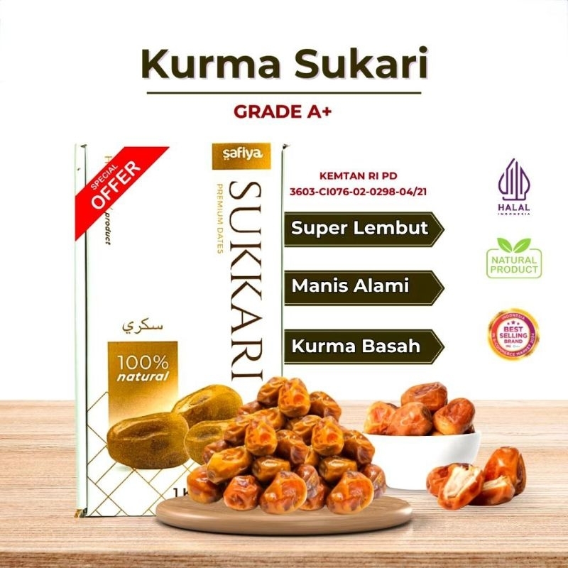 

Kurma Sukari Kurma Raja 1kg Kurma Safiya Sukkari Siap Makan Lezat Manis Legit Premium Original