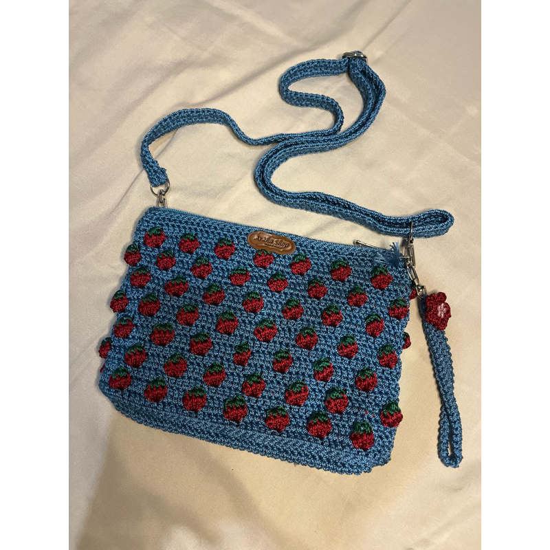 tas rajut strawberry pouch strawberry