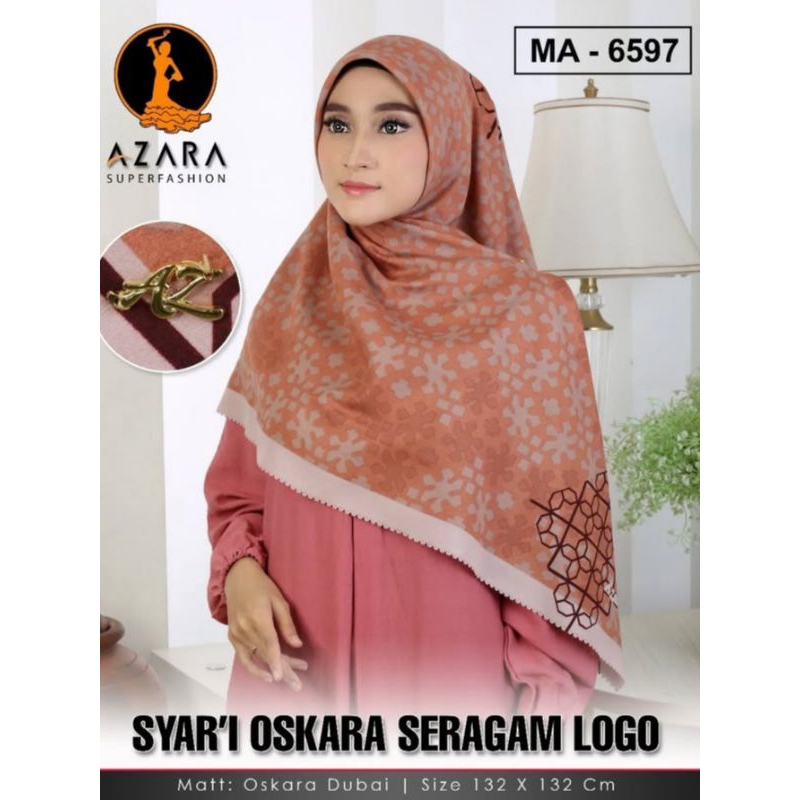 Hijab Jumbo Azara Oskara Syar'i Motif Premium 130x130 Metal Logo