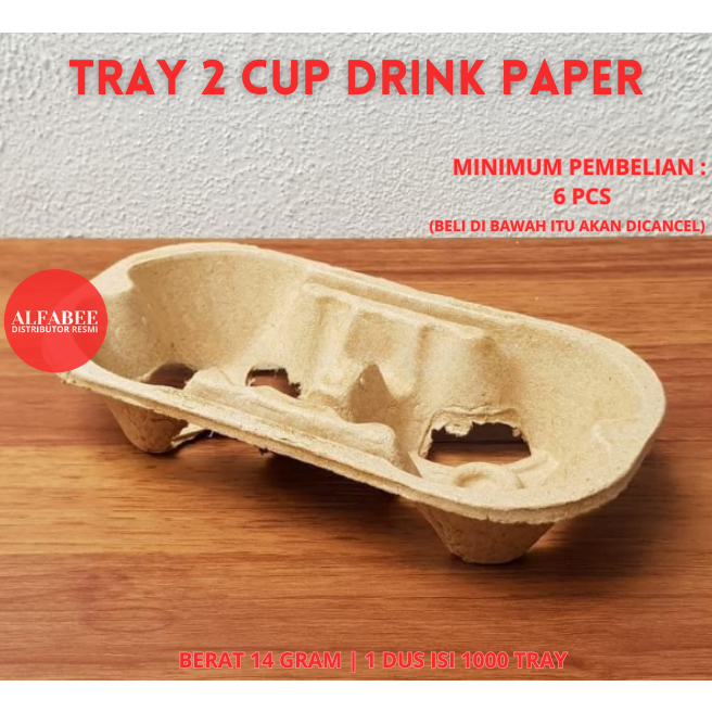 TRAY 2 CUP DRINK PAPER TATAKAN MINUMAN GELAS KERTAS 2 CUP