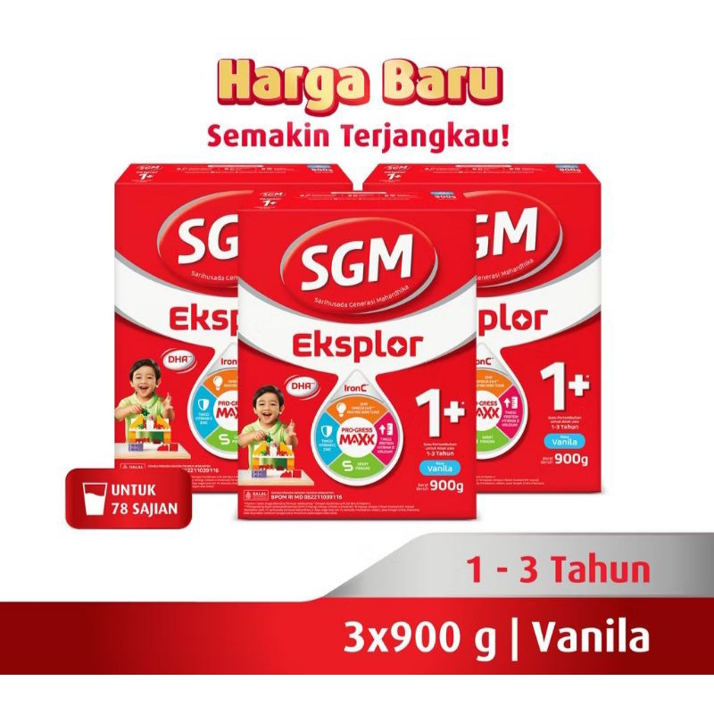 

SGM Eksplor 1+ dengan susu pertumbuhan Rasa Madu & Vanila 900gr isi 3