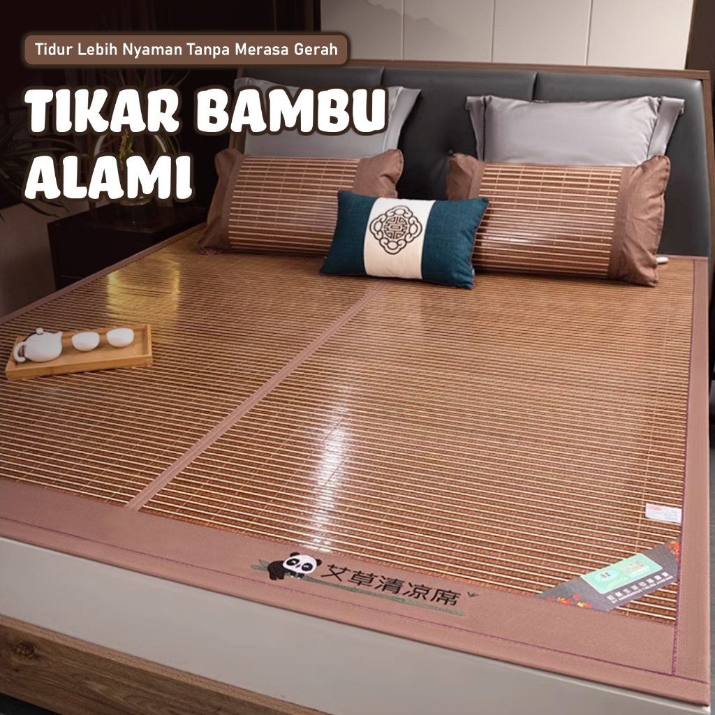Tikar Bambu Lipat Premium Halus Adem Tahan Lama 180x200cm,160x200cm,120x200cm FREE TAS - X2A3/B3/C3