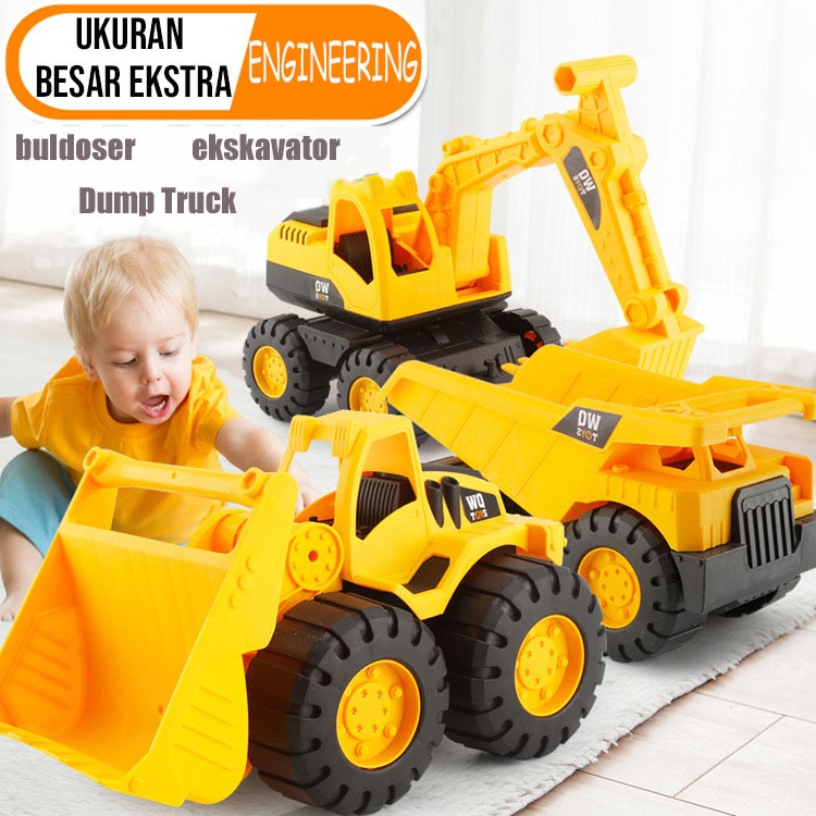 Mobil Truk Mainan Excavator Truk Besar Untuk Anak-anak Pengangkut Pasir Besar Ekskavator Mobil Derek