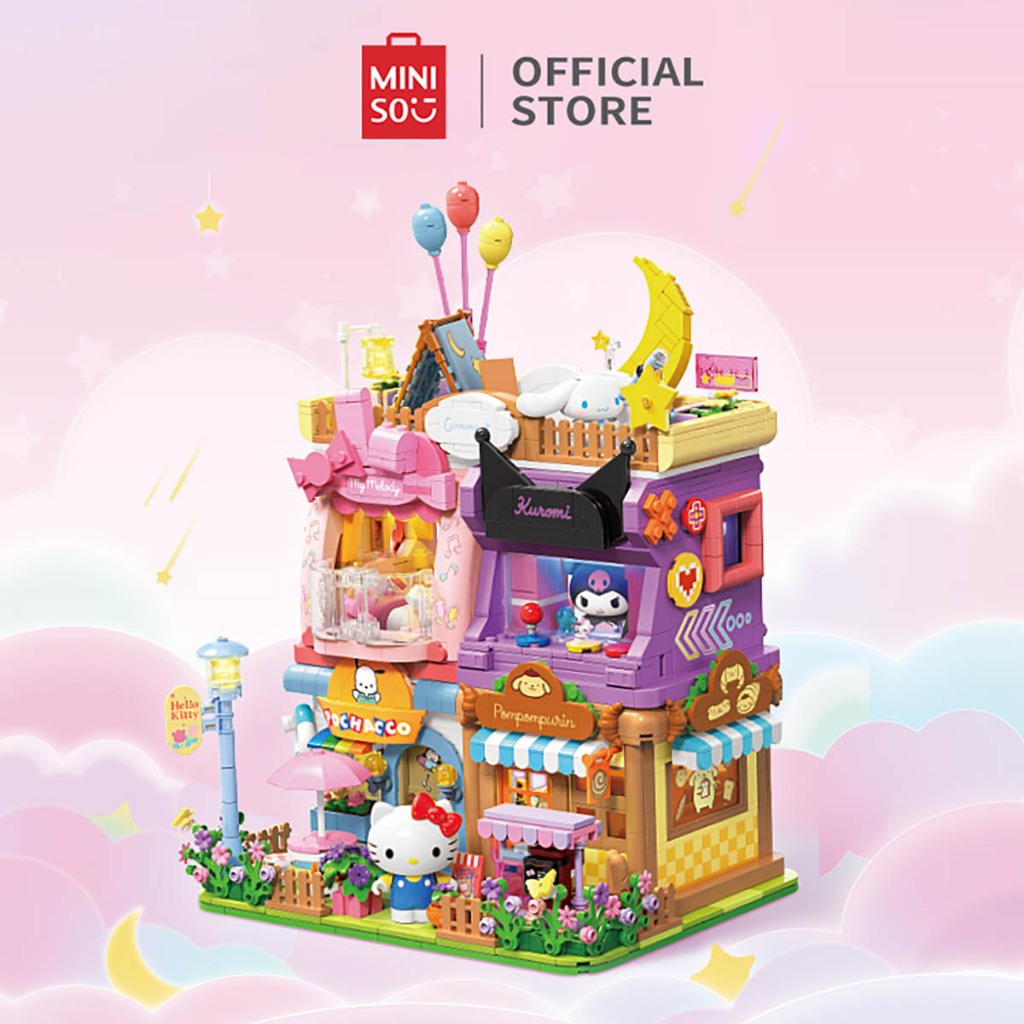 Miniso x Sanrio Charaters  Incredible Cottage Series Dekorasi Rumah Building Blocks Cinnamoroll/Kuro